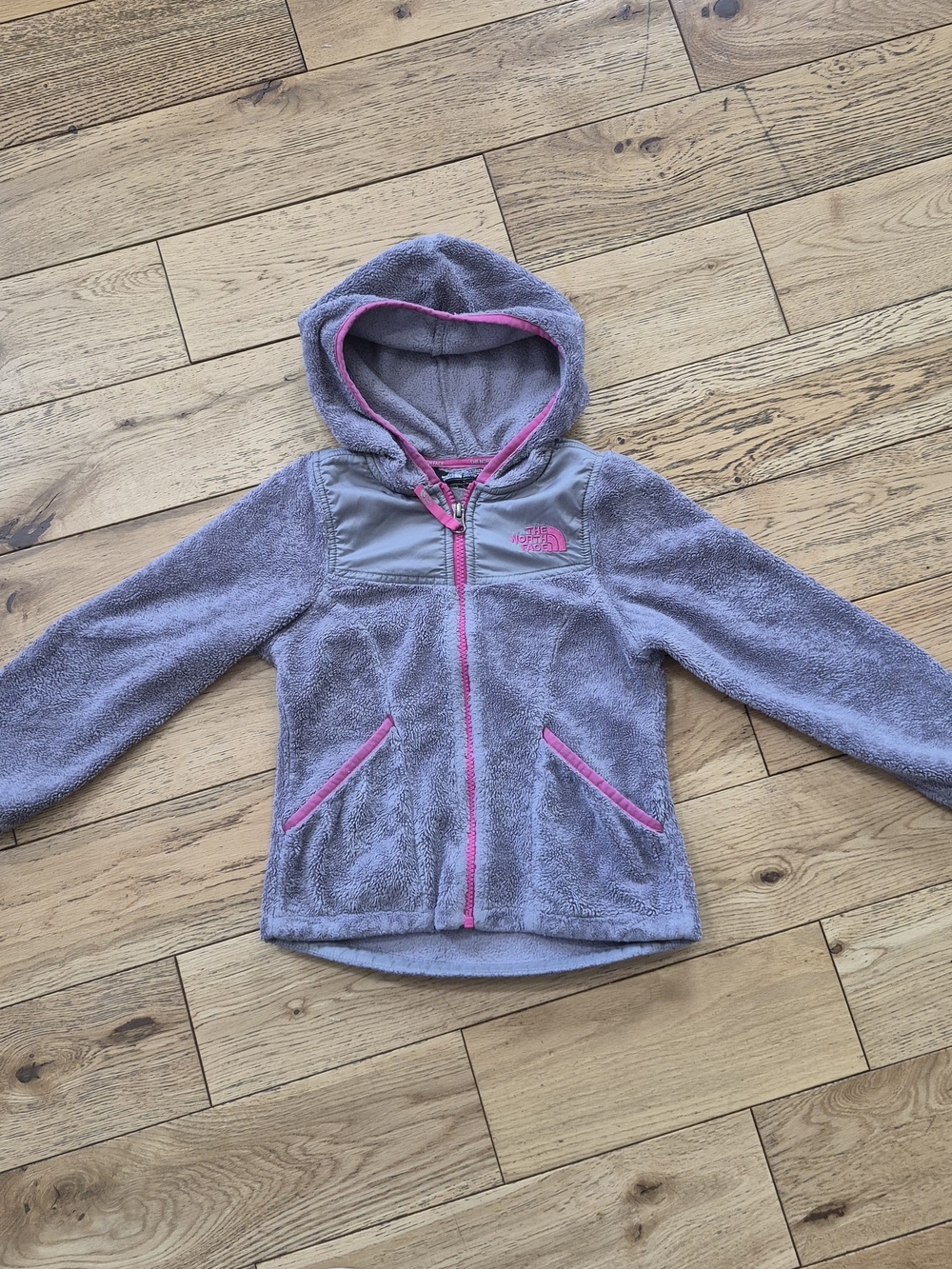 The North Face Girls XXS 5 Gray Pink Fleece Hooded Full Zip Jacket